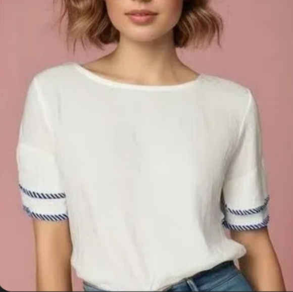 Polagram White Striped Women's Top - Picture 1 of 2